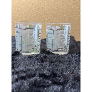 Bicycle Strret Map Rock Glass Portland Oregon  Set of 2
